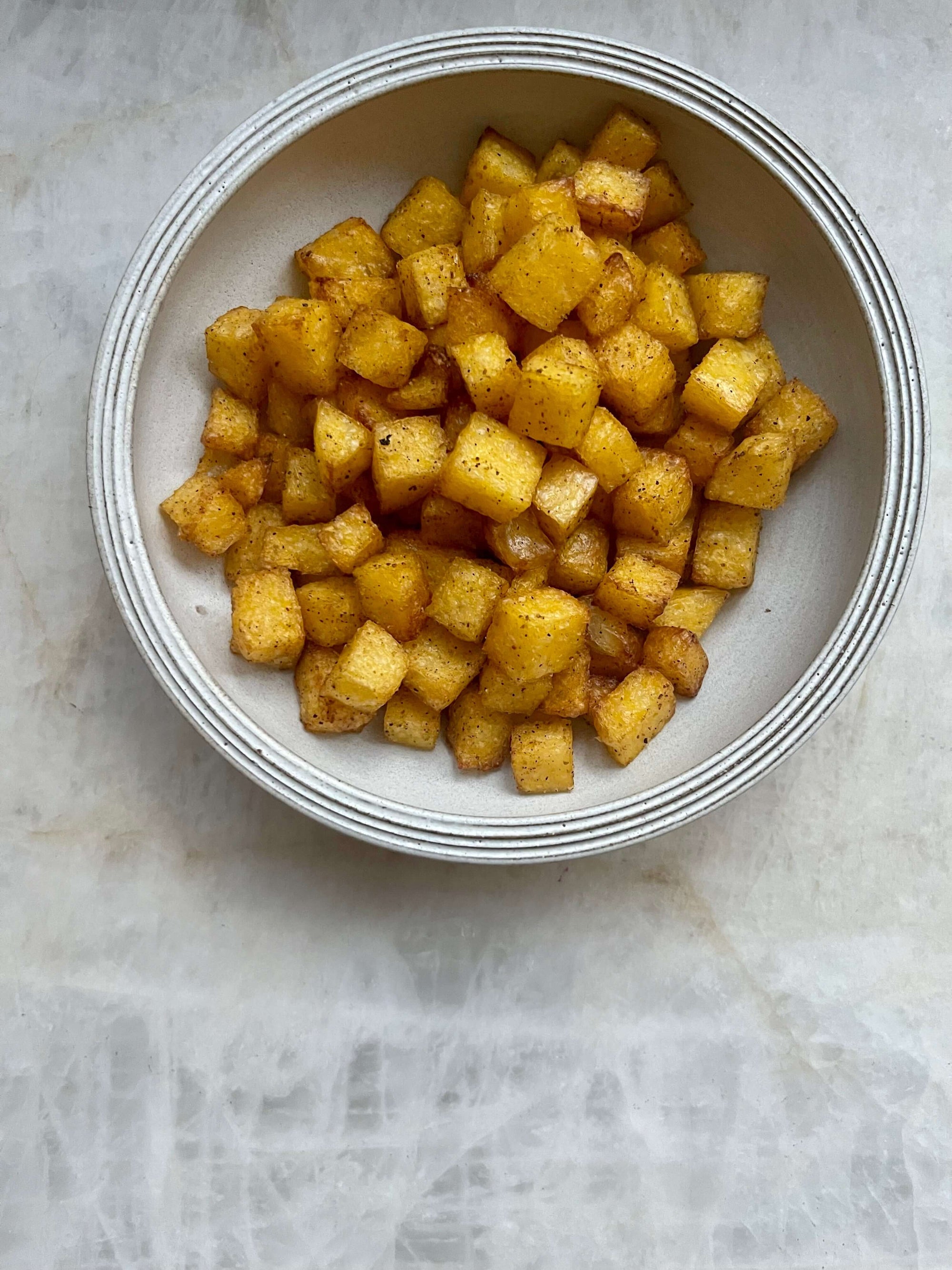 Air Fryer: Chaat Masala Polenta Croutons